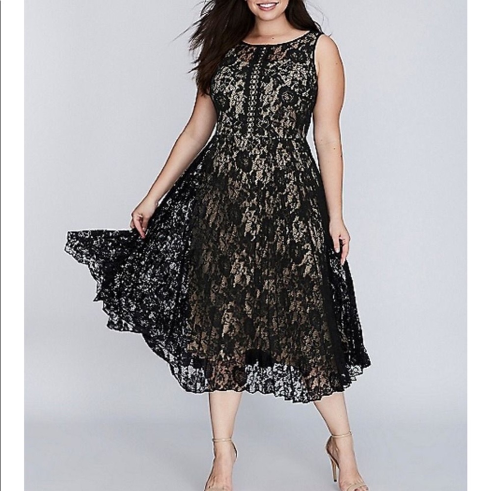 Pleated Black Lace Dress